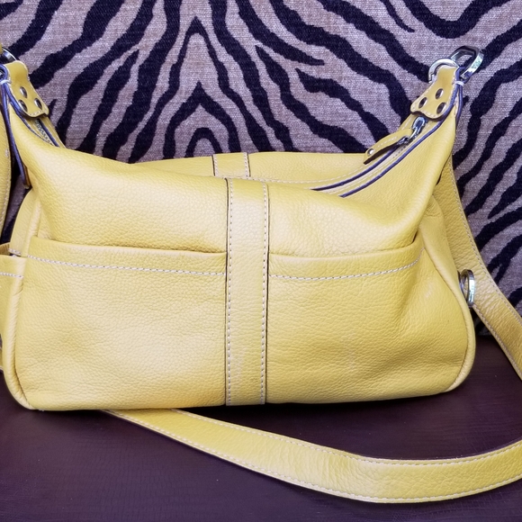 🌼 Tignanello Leather Shoulder Bag – Yellow – Crossbody/Shoulder Strap - Picture 1 of 9